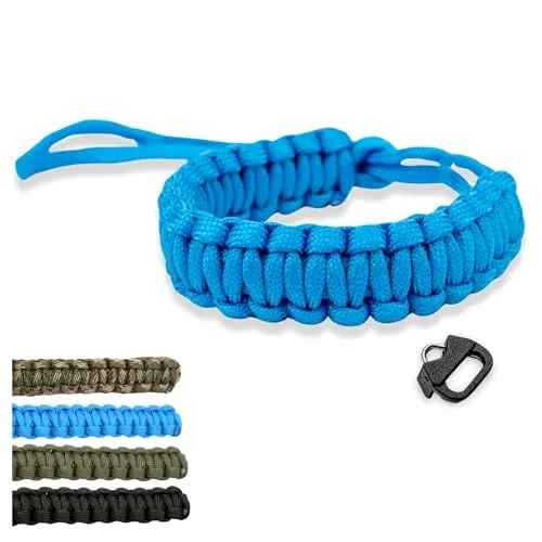 Lens-Aid Kamerazubehör-Set Handschlaufe für Kamera: Paracord Kordel Wrist-Band Kameragurt zum Tragen am Handgelenk DSLR Tragegurt. blau