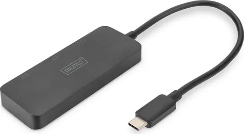 DIGITUS 3-Port USB-C Grafikadapter - USB-C zu 3x Displayport, 4K60Hz Unterstützung für bis zu 3 externe Monitore
