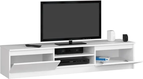 Raumhirsch Lowboard Weiß 160 cm – Modernes TV-Möbel für Ihr Wohnzimmer - Gestalten Sie Ihr Wohnzimmer mit dem stilvollen Lowboard (160x33x40 cm). Ideal für große Fernseher, bietet es Stauraum für Multimedia-Geräte und sorgt für Ordnung. Hochwertige Materialien garantieren Langlebigkeit und modernes Design.
