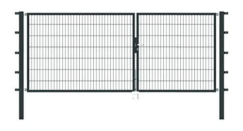 Doppeltor ALBERTS Flexo 350 x 140 cm Typ 6/5/6 - Gartenzäune: Robustes Metalltor in modernem Anthrazit, ideal für Sicherheit und Stil in Ihrem Garten.