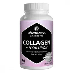 Collagen 300 mg + Hyaluron 100 mg Kapseln hochdosiert - Hochdosierte Kapseln für gesunde Haut und Gelenke, ideal zur Unterstützung der Hautelastizität und Feuchtigkeit.