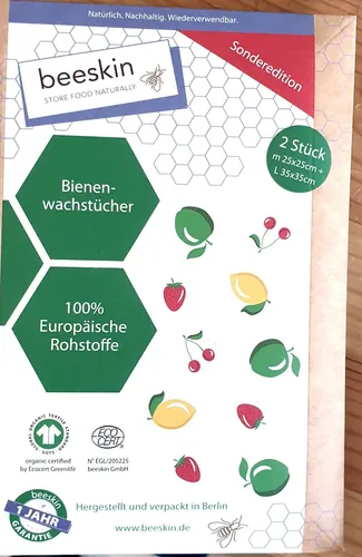 beeskin Bienenwachstücher  2er Set 25x25 und 35x35 cm - Sonderedition