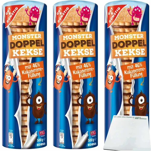 Gut&Günstig Doppelkekse mit Kakaocremefüllung 3er Pack 3x500g Packung usy Block