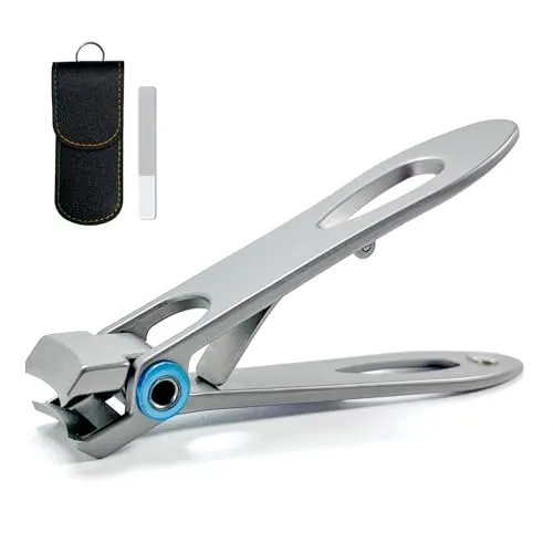 REMMUSSS Nagelknipser, Groß Zehennagelknipser, Premium-Stahl-Nagelknipser, mit Feile und Aufbewahrungstasche Geliefert, für Senioren Männer und Frauen(Silber)