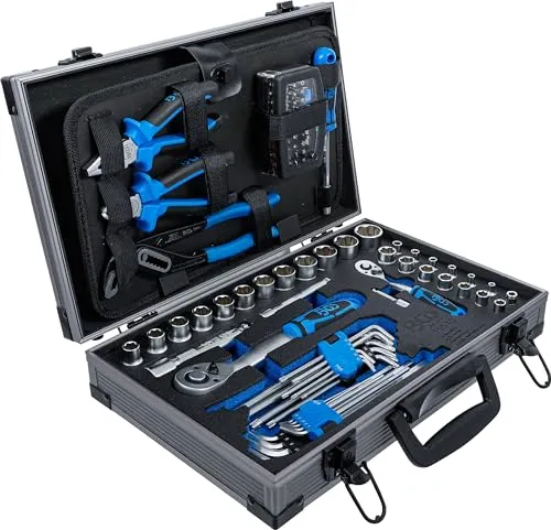 BGS 11510 | Universal-Werkzeugkoffer | 85-tlg. - Werkzeug-Sets für Mechaniker und Heimwerker, 85-teilig mit robustem Hartschalenkoffer, schmutzabweisender MDF-Platte und intelligentem Farbleitsystem für einfache Handhabung.