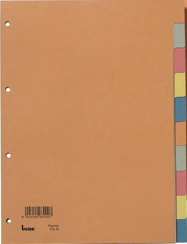 Aktenordner Register A4 Karton 230g/qm 10-teilig farbig