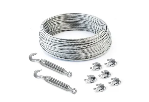 DQ-PP DQ-PP Stahlseil SET 30m, 10mm, 6x37, Klemmen, Kauschen, Schrauben Drahtseil