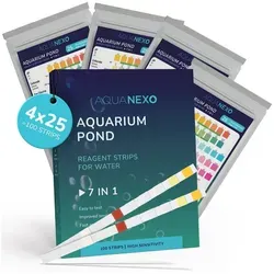 AquaNexo Aquarium-Wassertest Aquanexo 7in1 Aquarium Teststreifen – Wassertest 100 Stück weiß