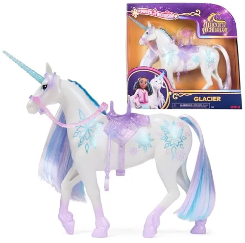 Unicorn Academy Fashion Unicorn - Glacier Refresh - Handpuppen von Spin Master: 28 cm großes Einhorn Glacier mit perlmuttfarbenem Fell und Eis-Magie, ideal für kreative Rollenspiele und Abenteuer für Kinder ab 4 Jahren.