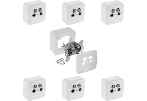 Poppstar Antennensteckdose 4-Loch für SAT, TV und Kabel - Vielseitige 4-Loch Antennendose für digitalen und analogen Empfang. Ideal für TV, Receiver und Radio. Genießen Sie beste Bild- und Tonqualität mit dieser hochwertigen Enddose.