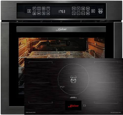 Kaiser Backofen-Set EH 6306 RS & Induktionskochfeld KCT 9140 FI - Entdecken Sie das Kaiser Backofen-Set mit 79L Volumen und 15 Funktionen sowie dem innovativen Induktionskochfeld mit FREE ZONE-Technologie für flexibles Kochen. Hochwertige Verarbeitung trifft moderne Technologie.