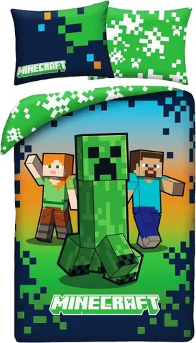 Minecraft Bettbezug Blau/Grün