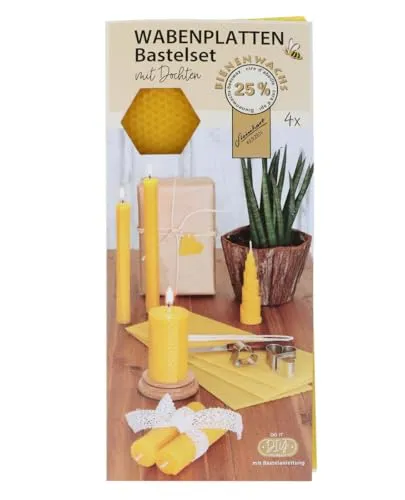 Produktbild Stumpenkerzen Wabenplatten Bienenwachs Bastelset mit Docht, 4er-Pack