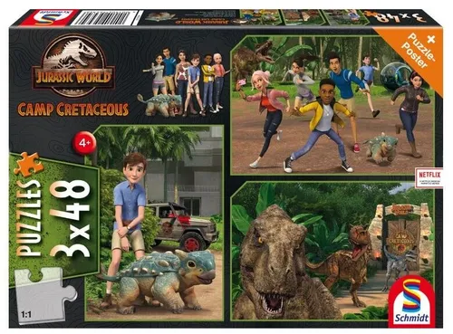 SCHMIDT SPIELE - PUZZLE JURASSIC WORLD CAMP CRETACEOUS 3X48 TEILE NEU OVP