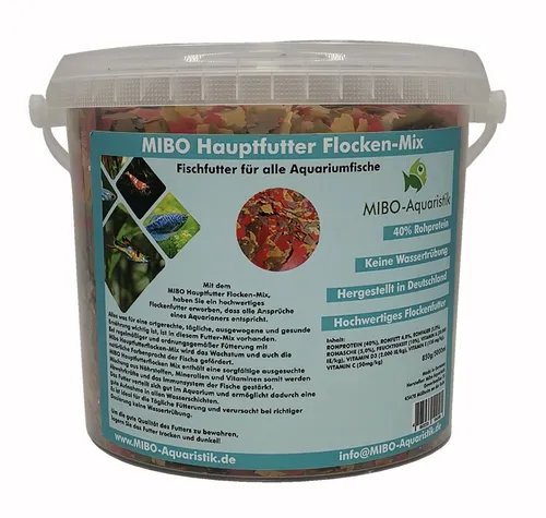  MIBO Aquarium Flockenfutter Mix 5.000 ml/850g Eimer Fischfutter 2,38 €/L