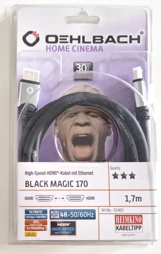 High Speed HDMI Kabel mit Ethernet Oehlbach 52463 / 92453 Black Magic 170 1,7m