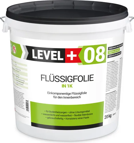 LEVEL+ 40kg Flüssigfolie & 20L Baueimer Dichtfolie PROFI SET405 - Fugenabdichtungen: Hochwertige 1K Flüssigfolie für fugenlose Abdichtungen in Feuchträumen, wasser- und schimmelresistent, ideal für Bäder und Küchen.