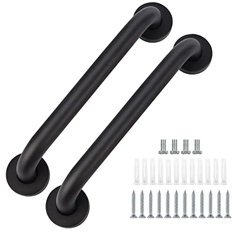 supregear Badezimmer Haltegriff, 2-Pack 30 cm Rutschfester Badezimmer Sicherheitsgriff aus 201 Edelstahl in Ölgeriebener Schwarzer Ausführung Handlauf, Wandmontiert mit Verdeckten Schrauben