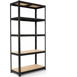 Arebos Schwerlastregal 180 x 90 x 40 cm, 875 kg Tragkraft, Schwarz - Schwerlastregal mit 5 variabel einsetzbaren Einlegeböden, robust aus Stahl gefertigt, ideal für Keller und Werkstatt, höhenverstellbar und modern im Design.