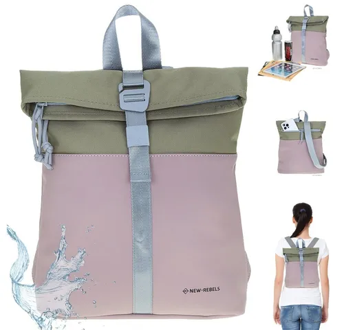 NEW REBELS Damen Freizeitrucksack klein – wasserabweisend & praktisch - Freizeitrucksack Damen aus spritzwassergeschütztem Tarpulin, ideal für den Alltag. Mit Anti-Theft Rückentasche und praktischen Fächern für optimale Organisation.