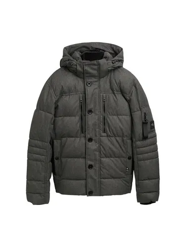 TOM TAILOR Herren Pufferjacke mit Abnehmbarer Kapuze - Funktionsjacke in Grau mit isolierendem Polyester, ideal für kalte Herbst- und Wintertage. Ausgestattet mit praktischen Taschen und Regular Fit für optimalen Tragekomfort.