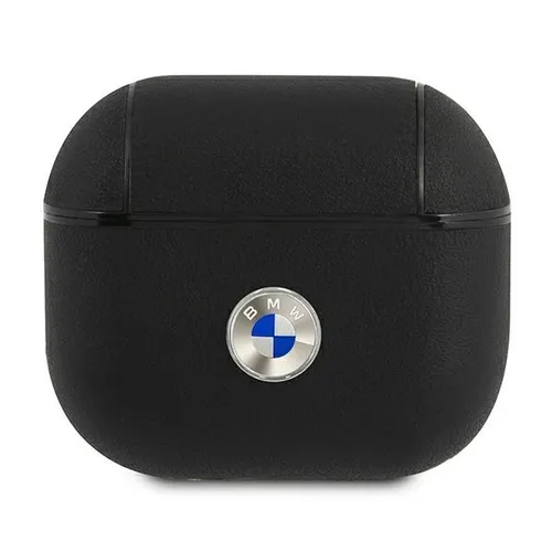 BMW Apple AirPods 3 Cover - Schwarz Genuine Collection Leder Schutzhülle, exklusives Design mit silbernem BMW Logo und umfassendem Schutz