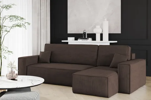 Kaiser Möbel Ecksofa BEST Dicker Cord Braun mit Schlaffunktion - Ecksofa mit Schlaffunktion und Bettkasten, ideal für gesellige Abende und entspannte Nächte. Universell montierbar und aus hochwertigem Cordstoff für maximalen Komfort.