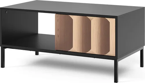 Vicco Couchtisch Eliza, Schwarz/Eiche, 90 x 50 cm - Moderne Couchtisch mit Schublade, ideal für stilvolle Wohnzimmer. Das praktische Push-to-Open System sorgt für einfachen Zugriff auf Stauraum und verleiht Ihrem Raum einen einzigartigen 3D-Look.