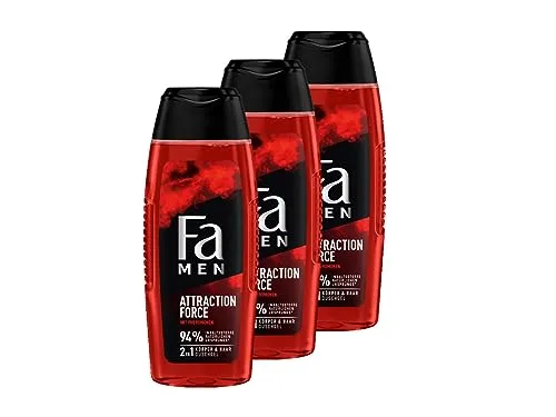 Fa Men 2in1 Körper & Haar Duschgel Attraction Force mit erfrischendem Duft von Bergamotte & Limette, 3x 250 ml