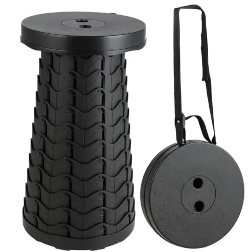 Tragbarer Teleskophocker - Einziehbarer Klapphocker mit 250 kg Tragkraft - Camping-Toiletten: Höhenverstellbarer Hocker aus robustem PP-Material, ideal für Camping, Garten und Angeln, max. Tragkraft 250 kg und rutschfeste Unterseite für optimale Stabilität.
