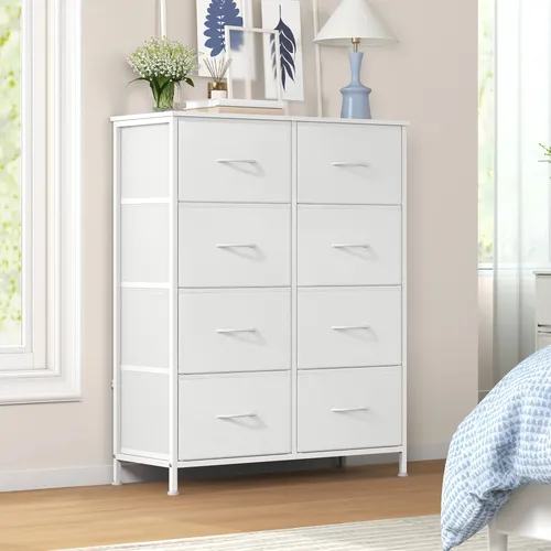 SONGMICS Kommode, stilvoller Aufbewahrungsschrank aus Stahl und MDF - Praktische Kommode für Ihr Schlafzimmer: Robuste Materialien, platzsparend und mit bis zu 40 kg belastbar. Ideal zur Aufbewahrung von Kleidung und Accessoires.