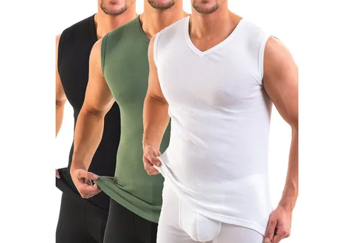 HERMKO Achseltop 3050 3er Pack Herren Muskelshirt V-Ausschnitt aus 100% Bio-Baumwolle