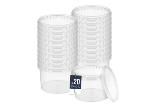 BENBOW Putzeimer für Lebensmittel und Chemikalien (Transparent, 20-tlg., 3L) - Putzeimer mit luftdichtem Deckel, ideal für die sichere Lagerung von Lebensmitteln und Chemikalien. Hergestellt aus lebensmittelechtem Polypropylen, recycelbar und temperaturstabil – perfekt für jeden Haushalt!