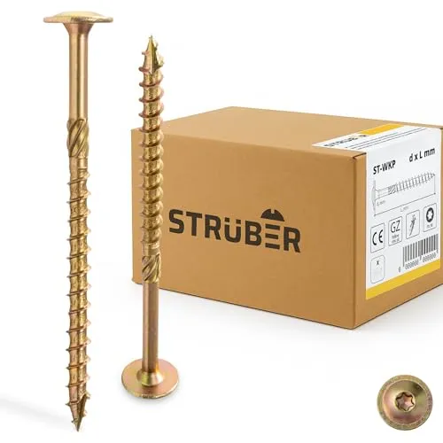 STRÜBER Tellerkopfschrauben mit Torx-Antrieb 6,0 x 80 mm, 100 Stück