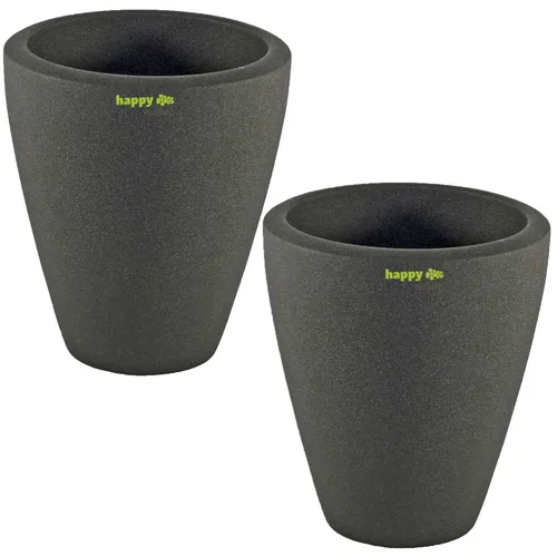 Set2 2 Keramik Blumentopf Rhodos für Orchideen anthrazit