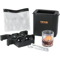 VEVOR Eiskugelbereiter - 2-teilige Eiskugelform für perfekte Eiswürfel - Eiswürfelformen: Multifunktionsgerät für 2 große Eisballen (6 cm) aus langlebigem Silikon, ideal für Cocktails und Getränke.