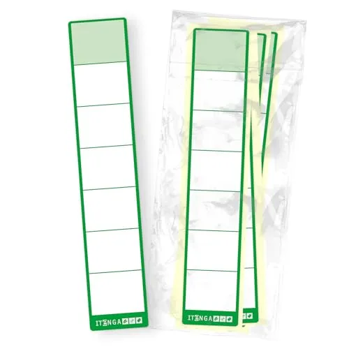 itenga 50x Ordneretiketten SCHMAL Ordnerrückenschild für schmale Ordner I Aufkleber für Ordnerrücken selbstklebend aus Haftpapier 3,6x19cm (grün)