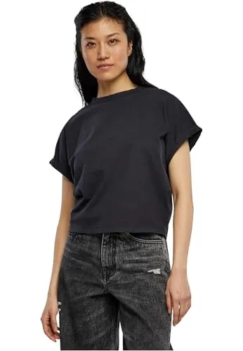 Urban Classics Ladies Short Pigment Dye Cut On Sleeve Tee - Oversize T-Shirt für Damen, Schwarz, XXL - Stylisches kurz geschnittenes Oversize T-Shirt aus hochwertiger Baumwolle mit angeschnittenen Ärmeln. Perfekt für lässige Streetwear-Looks!