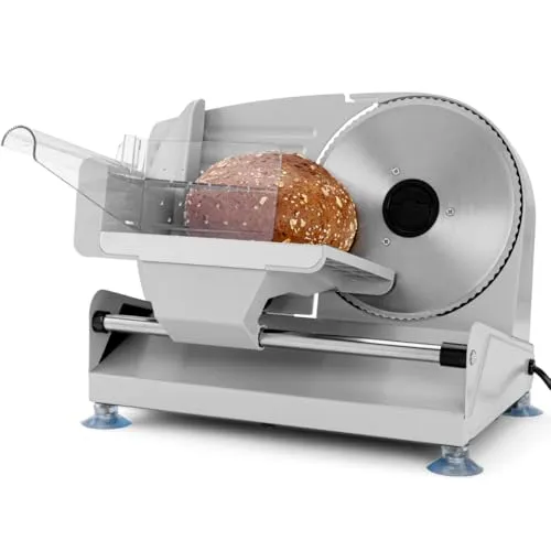 Clatronic® Brotschneidemaschine | Edelstahlmesser rostfrei Ø 190mm | für Brot Käse Wurst | Allesschneider elektrisch | Brotmaschine Schnittstärke 0-15mm | Fingerschutz und Saugfüße | MA 3585