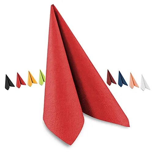 Tafel-Servietten, 3-lagig, 33 x 33 cm, Inhalt 250 St., in unterschiedliche Farben, jeweils abgestimmt auf Einrichtung & Dekoration, für Gastronomie & Zuhause, rot