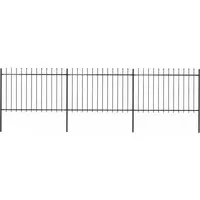 vidaXL Gartenzaun mit dekorativen Speerspitzen - Flügeltore – eleganter und stabiler Metallzaun aus pulverbeschichtetem Stahl, ideal für sichere Abgrenzungen und einfache Montage.