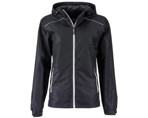 James & Nicholson Ladies Regenjacke JN1117, schwarz/silber, S - Funktionsjacken, sportliche und funktionale Outdoorjacke, wind- und wasserdicht mit atmungsaktiver TPU-Beschichtung und tailliertem Schnitt für optimalen Tragekomfort.