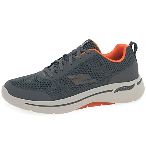Skechers Herren Go Walk Arch Fit Idyllic Sneaker, Charcoal Textile Synthetic Orange Trim, 40 EU