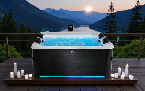 MSpa Oslo Whirlpool Outdoorpool Swim Spa mit LED & UVC, Modell 2025 - Außenwhirlpool mit App- und Wifi-Steuerung, ideal für entspannende Stunden im Freien.