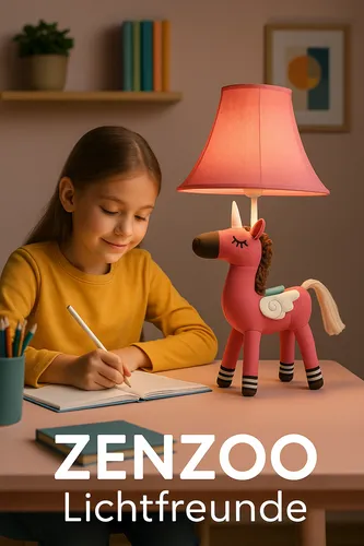 ZENZOO Lichtfreund Einhorn rot Schreibtischlampe Tischleuchte Nachttischleuchte
