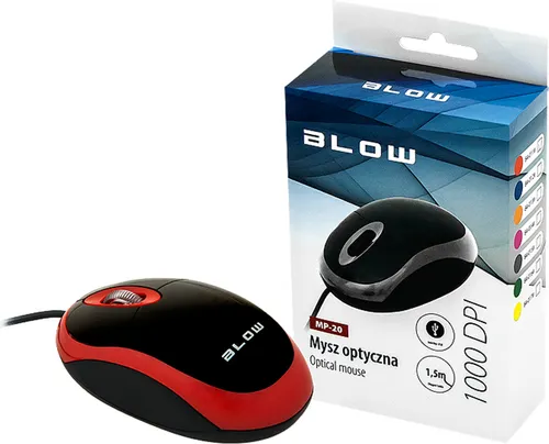 Blow MP-20 Optische Maus rot 1000DPI USB PC Notebook Plug and Play 3 Tasten Scroll