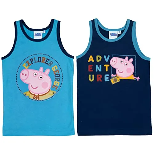 United Labels Peppa Wutz Unterhemd für Jungen Kinder Tank Top Hemdchen Unterwäsche Blau (2er Pack) (as3, Numeric, Numeric_110, Numeric_116, Regular, 110-116)