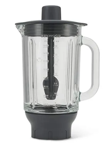 Kenwood KAH358GL ThermoResist Glas-Mixaufsatz - Grau/Transparent - Küchengeräte-Zubehör mit hitzebeständigem Glasbehälter für heiße und kalte Zutaten. Ideal für samtige Soßen, Milkshakes und Smoothies. Spülmaschinenfest und kompatibel mit Chef und Major Modellen.