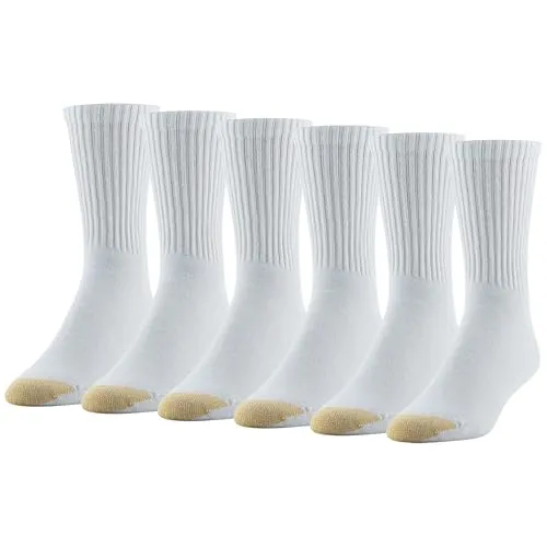 Gold Toe Herren Cotton Blend Athletic Crew, 6-Pairs Socken, Weiss/opulenter Garten, Large (6er Pack)