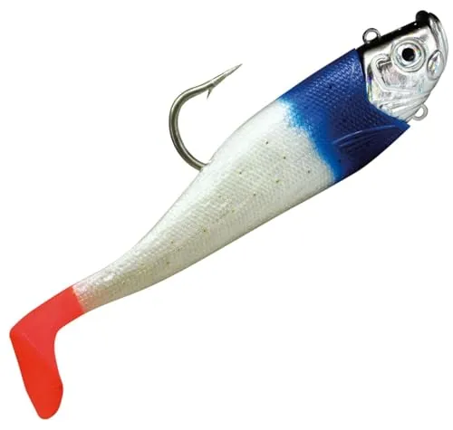 Dieter Eisele Hörminator Shad Blau/Silberfarben - Gummifisch mit Jighaken, Gewicht/Länge/Hakengröße:300g - 18.5cm - Gr. 10/0